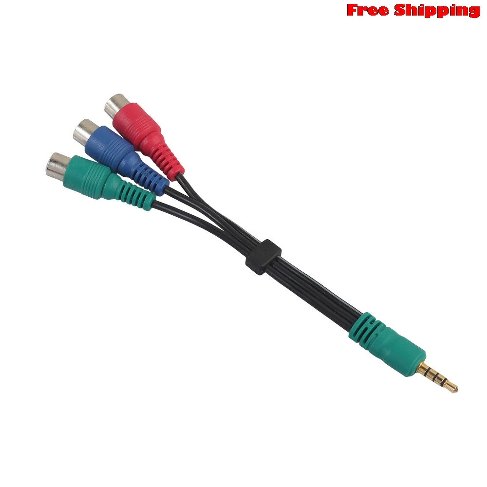 

3.5mm AUX To RCA Component Green Blue Red YPbPr RCA Adapter Cable extension Free Shipping Drop Shipping