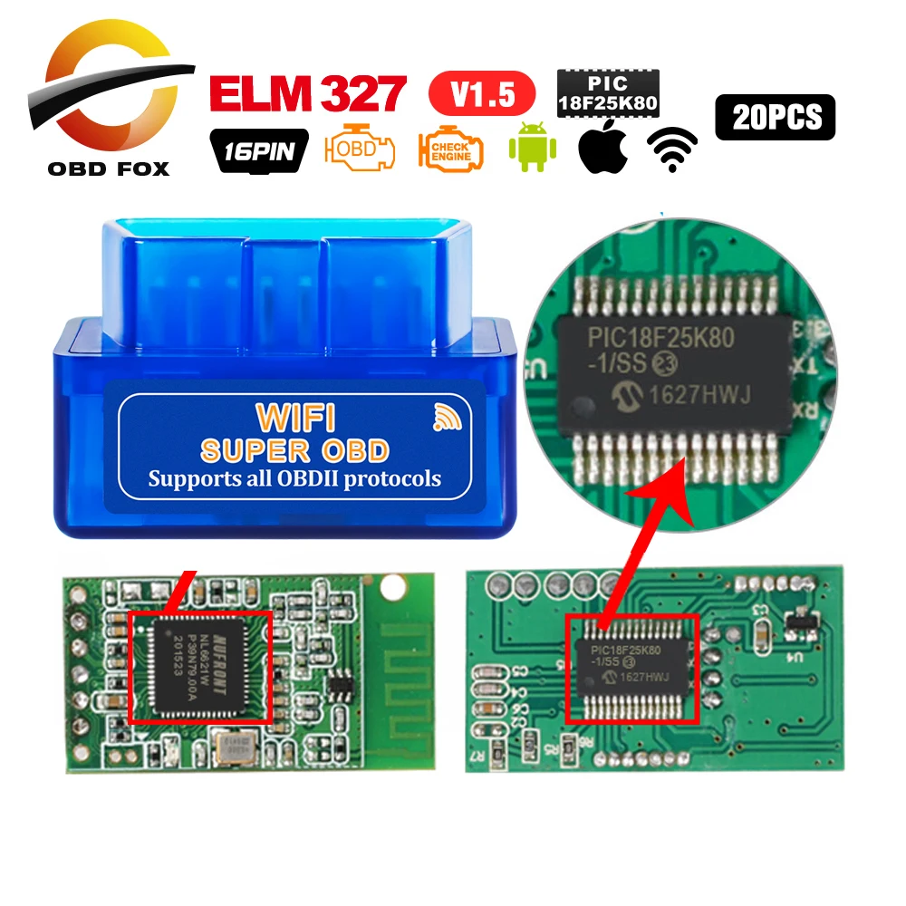 Супер Мини elm327 V2.1 WIFI поддерживает протоколы OBD II elm 327 V1.5 bluetooth для Android IOS