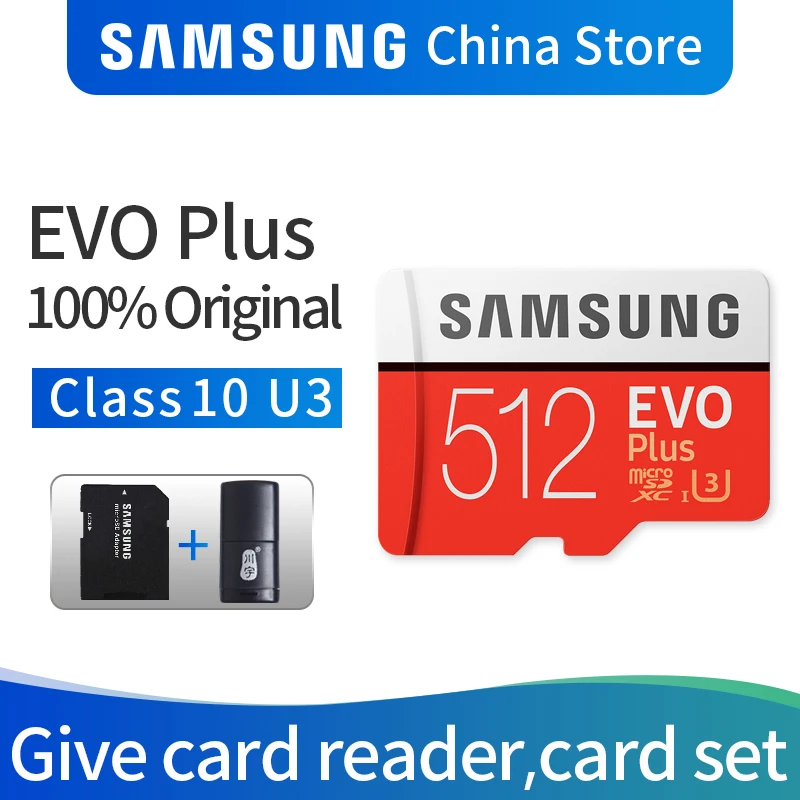 Карта памяти SAMSUNG Micro SD EVO PLUS 512 ГБ SDHC SDXC класс 10 C10 TF-карты Trans Flash 4K | Компьютеры и