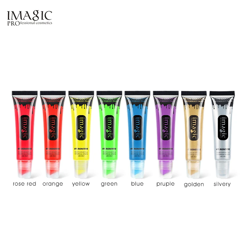 

IMAGIC Neon UV Bright Face & Body Paint Fluorescent Rave Festival Painting 13ml Halloween professional painting Beauty Makeup