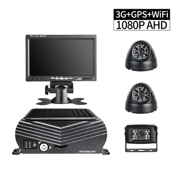 

2TB Hard Disk 3G GPS Wifi 4CH Hard Disk Mobile Dvr Recorder G-sensor I/O +3Pcs 2.0MP Metal Waterproof Camera+7Inch Car Monitor