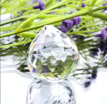 

20pcs/lot 30mm Clear Faceted Glass Crystal Chandelier Parts Pendant Prisms Lighting Ball feng shui Suncatcher Wedding Home Decor