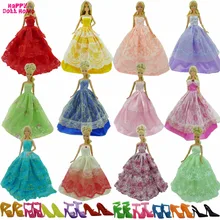 Случайный выбор 15 предметов = 5 Свадебных Платьев Бальное платье принцессы+ 5 пар туфель+ 5 розовых вешалок Одежда для куклы Барби Детские игрушки