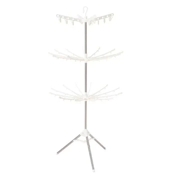 

3 Tiers Foldable Cloth Drying Rack Towel Hanger Clothes Coat Organizer 3-Layer Stainless Steel Rack Balcony Towel Racks Hanger