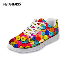 Instantarts Повседневный Fly ткань без каблука женская обувь весна осень обувь из сетчатого материала женская дышащая свет Lace-Up Sneaker обувь Zapatos mujer