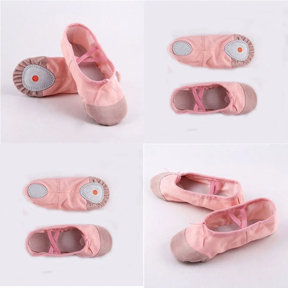 Pink Leather Ballet Dance Slippers Gym Shoes Childs Boys Girls Sizes Full Sole