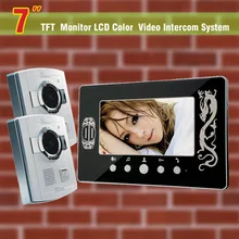Nuevo 7 pulgadas Lcd de la puerta del timbre del teléfono Intercom sistema de seguridad 2 cámara 1 Monitor de puerta Bell Video de vídeo portero automático Intercom