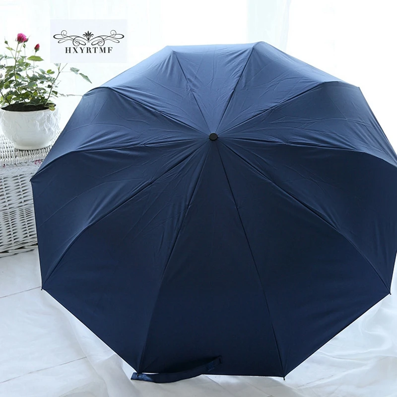 High Quality Windproof Men/Women Black Umbrellas Large 3 Folding
