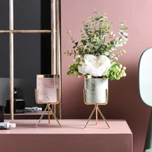 Nordic мраморный узор ваза керамическая железа ваза искусство золото Настольный зеленые растения цветочный горшок домашнего офиса вазы декоративные керамические вазы