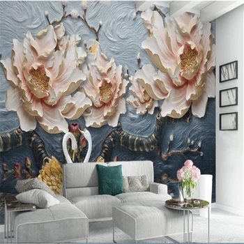 

beibehang Vinyl wall Custom Chinese embossed floral wallpaper photo wallpaper TV background papel de parede wallpaper wall 3d