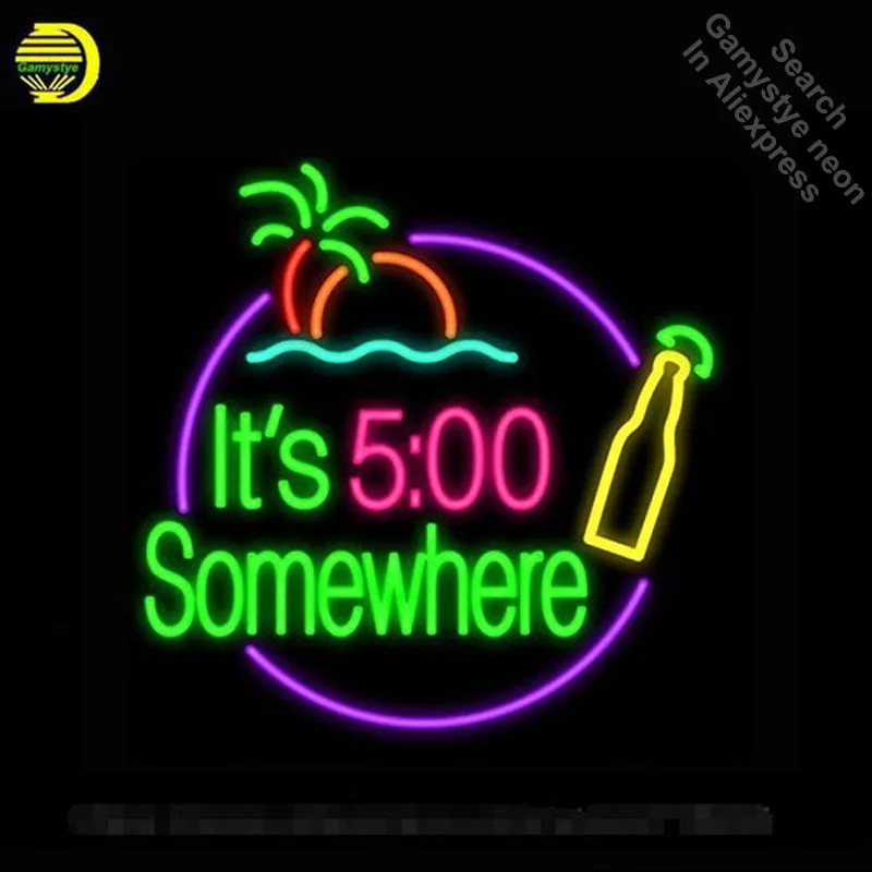Neon Sign for It's 5 Oɼ lock Somewhere Tube sign cactus handcraft windows Flashlight Decorate Beer Bar pub room | Освещение
