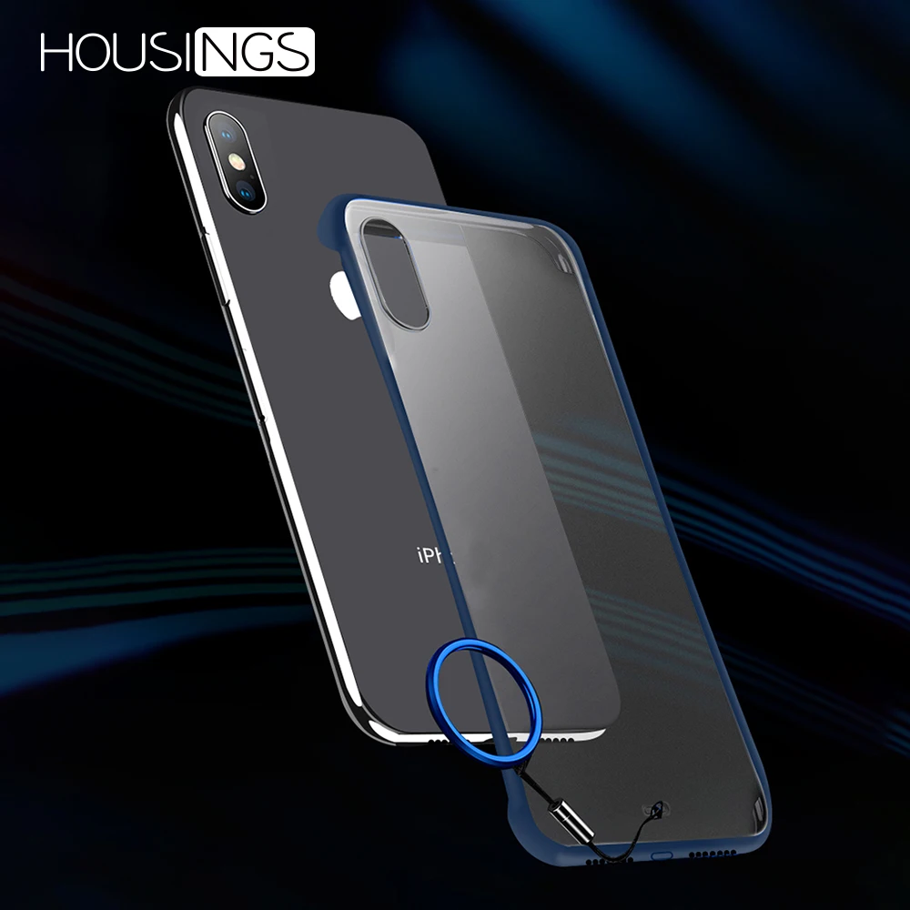 

Luxury Frameless Ring Design Phone Case For iPhone 7 8 Plus XR XS Max Ultra Thin Hard PC Shockproof Cover For iPhone X 6 6s Plus