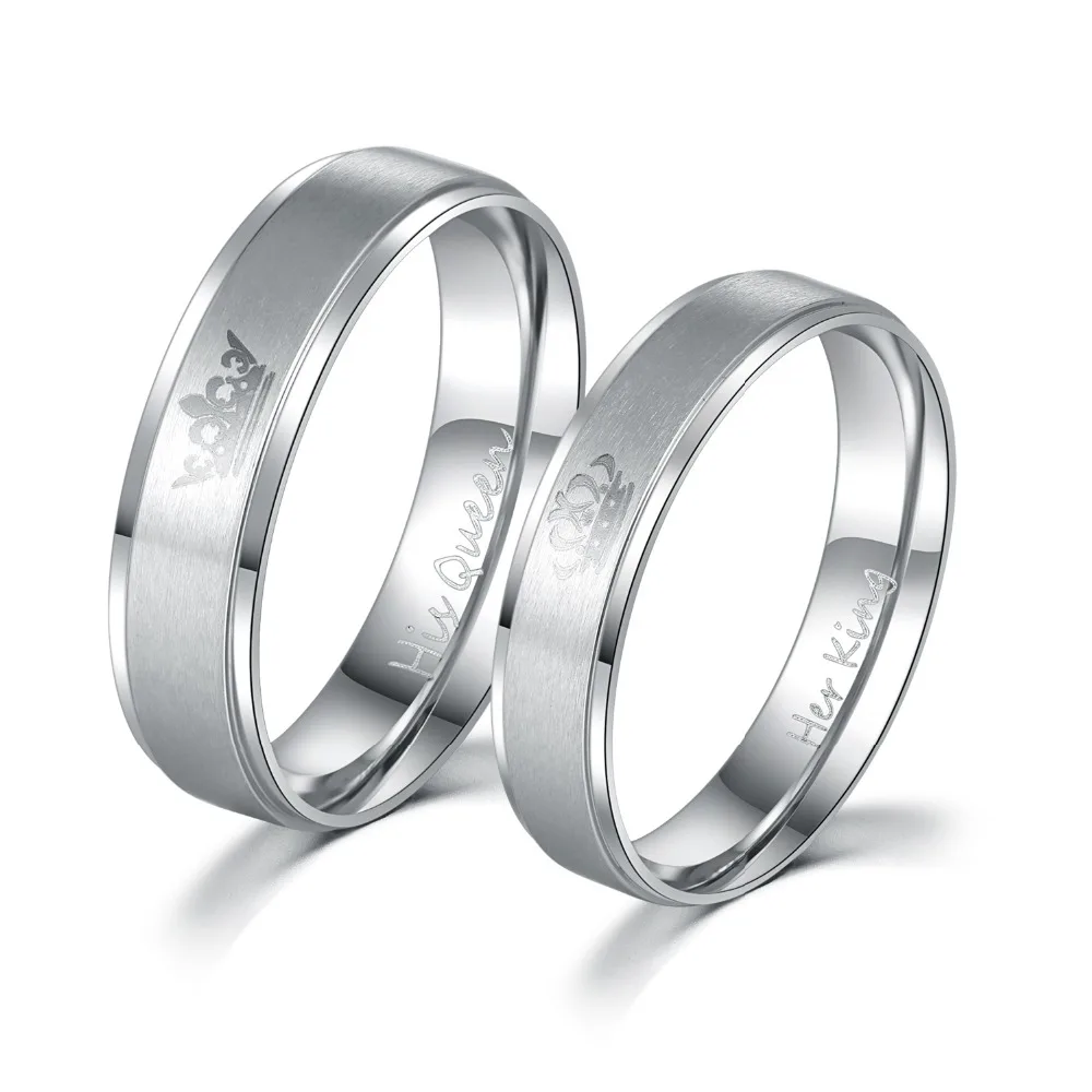 

Gaxybb Free shipping Stainless Steel Rings Lover design from YOUR QUEEN and YOUR KING couple rings for lovers