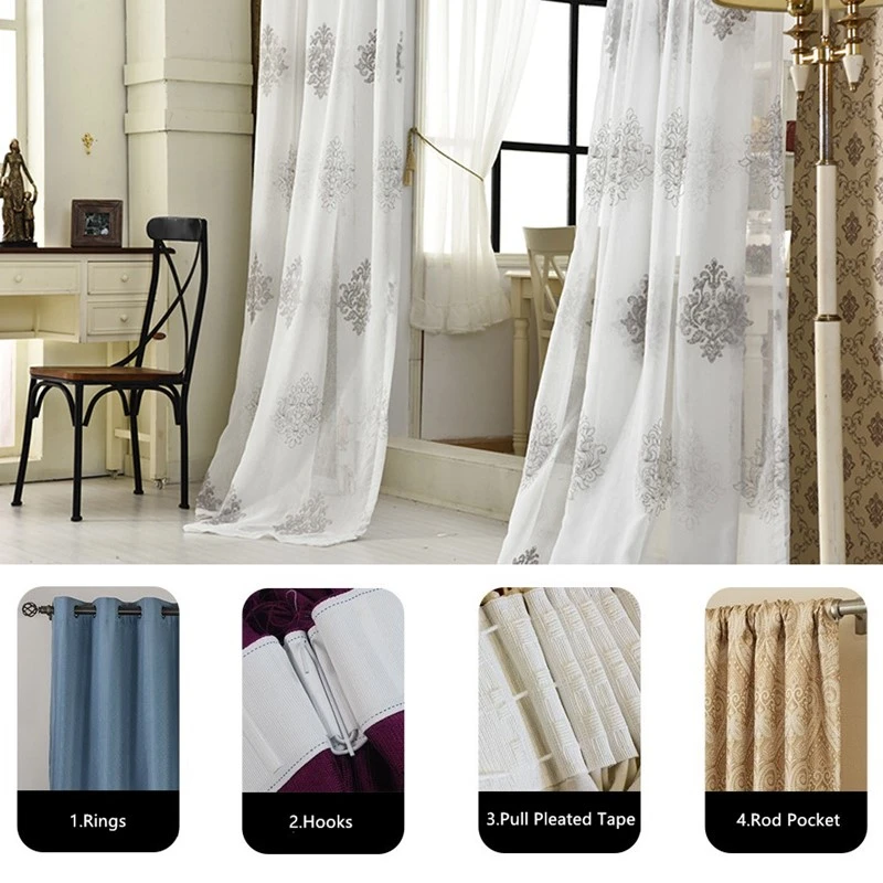 Made Linen Embroidered Curtain Bedroom Window Tulle Gauze Grey Voile Curtains For Living Room Curtain Finished window curtains decor curtains embroidered curtains cotton and linen curtains