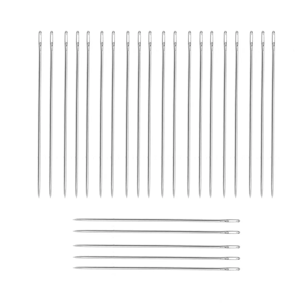 25 Pcs Silver Tone Large Eye Darning Needle Hand Sewing Needles Knit