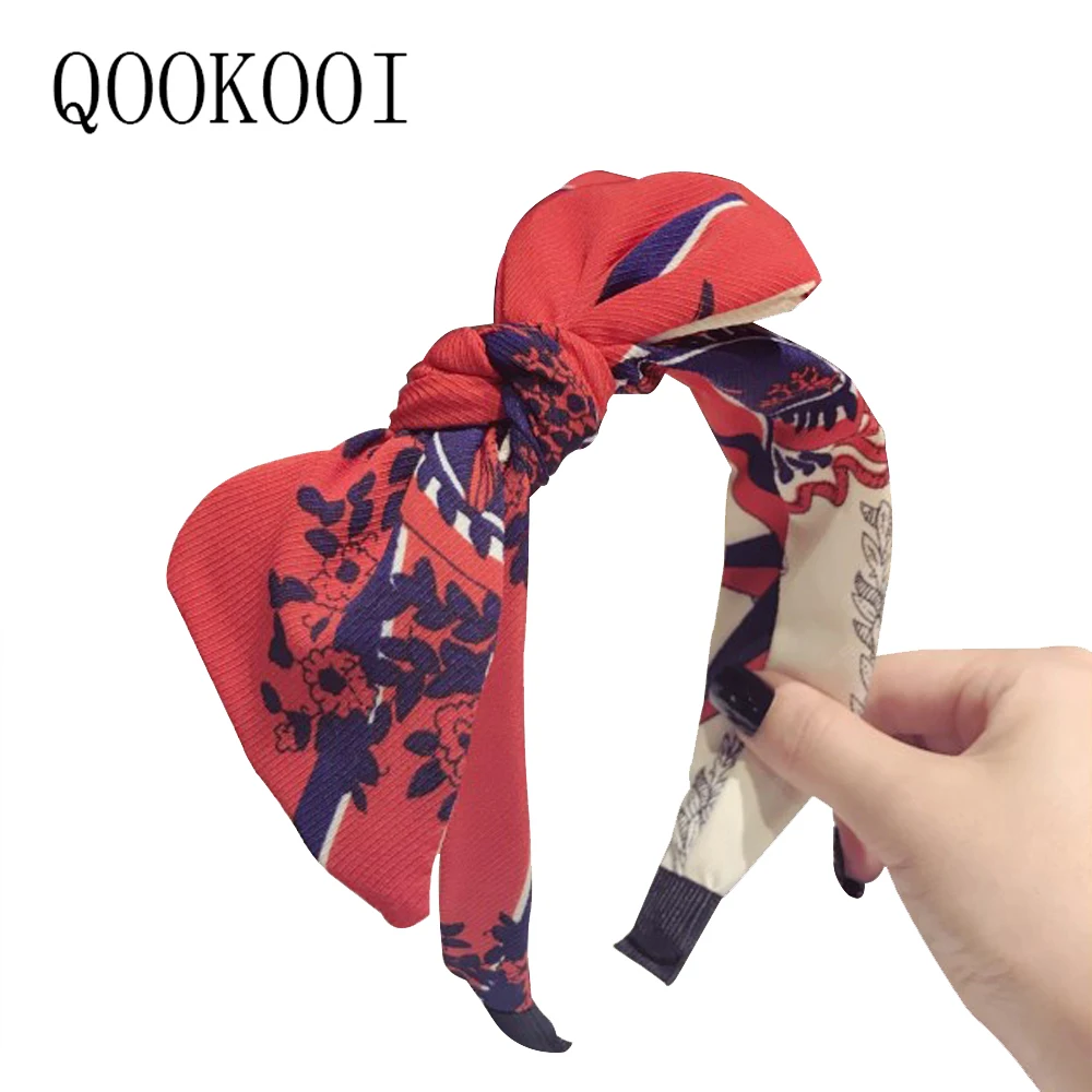 QOOKOO я простой узел повязка на голову с бантом цветочным принтом волосы группа