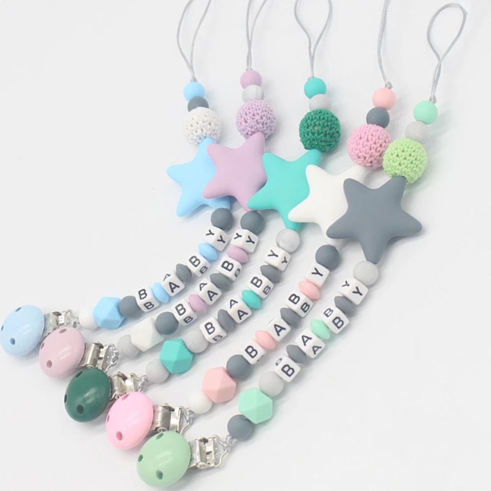 teething dummy clips personalised