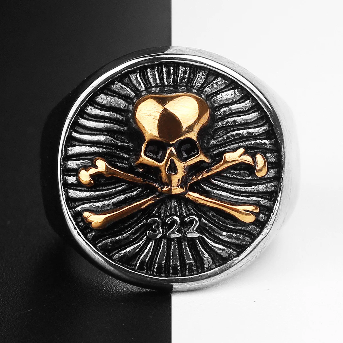 

316L Stainless Steel Punk Hip Hop Skull Men Ring Gold / Silver Personality Biker Ring for Men Boyfriend Jewelry Accessories Gift
