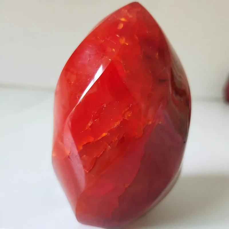Натуральный красный агат Кристалл пламя мини камень минеральный образец пламя украшение дома Целебный Камень - Цвет: H38    264g    79mm