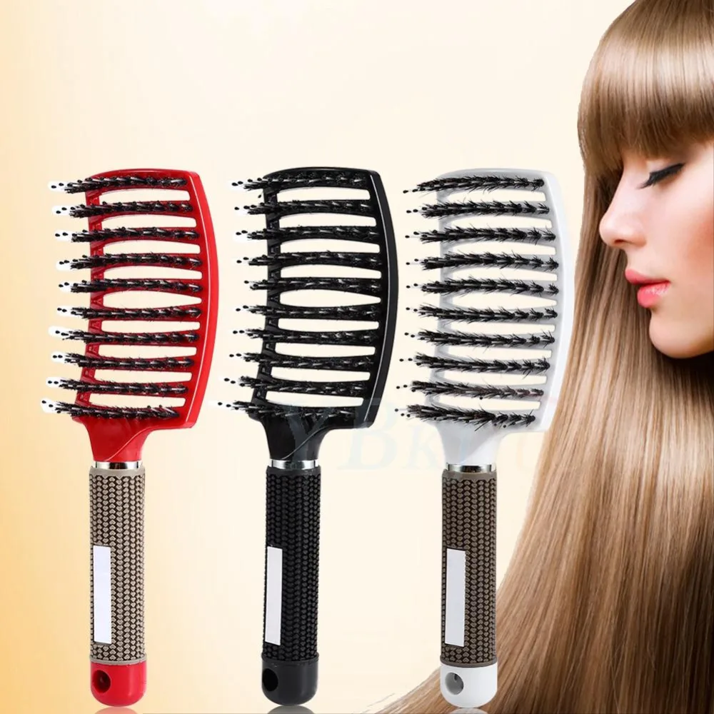 Women Hair Scalp Massage Comb Bristle & Nylon Hairbrush Wet Curly