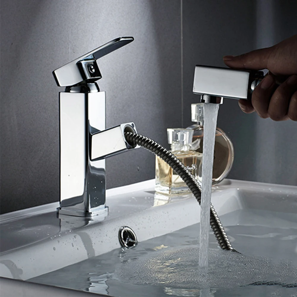 

Bathroom Faucet Full Copper Under Counter Basin Pull Faucet Hot and Cold Wash Basin Faucet