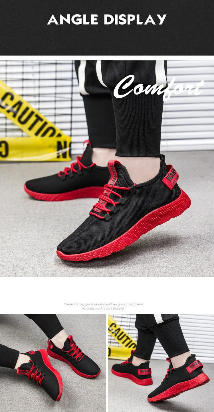 Men Sneakers New Breathable Lace Up Men Mesh Shoes Fashion Casual No-slip Men Vulcanize Shoes Tenis Masculino