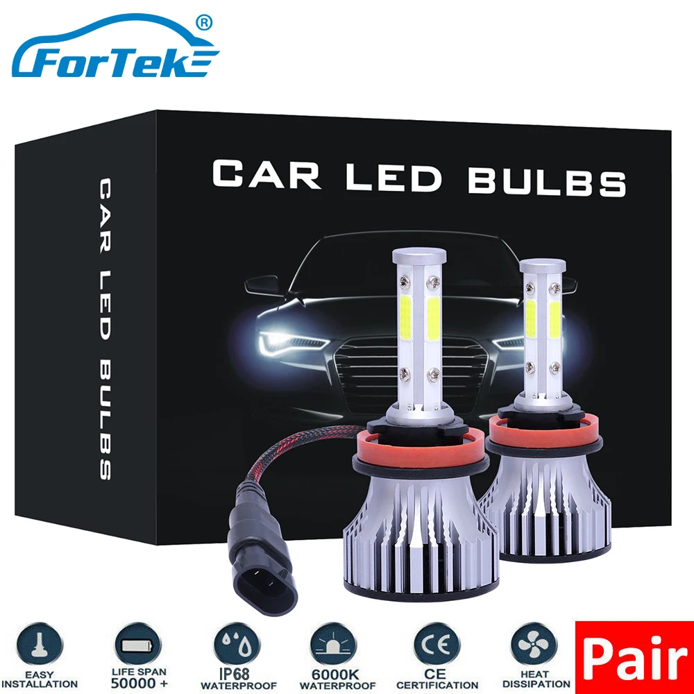 LED Headlight Bulbs Conversion Kit Car Headlamp 8000LM 6000K Cool White Hi/Lo Beam Fog Light Replacement | Автомобили и мотоциклы
