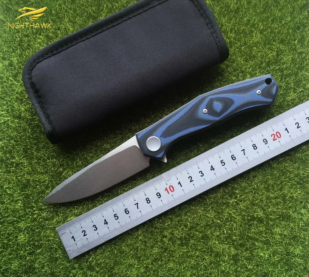 

NIGHTHAWK Flipper folding knife D2 blade G10 + titanium handle tactical camping survival Outdoor hunting EDC tools