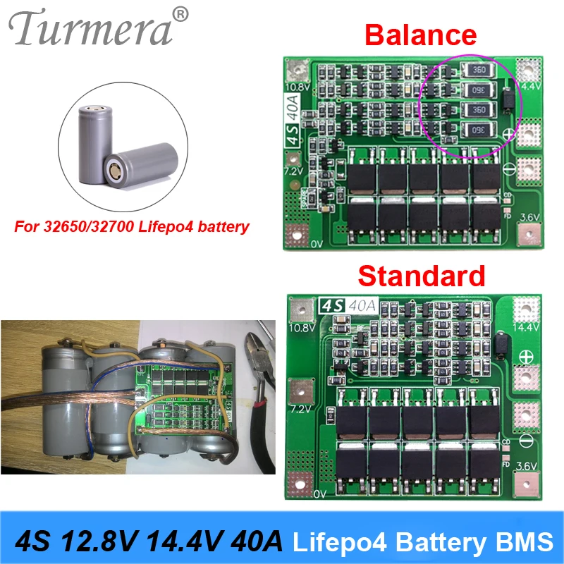 4S 40A 12,8 V 14,4 V 32650 32700 LiFePO4 BMS литиевая батарея защиты доска с коррекцией начать дрель Стандартный баланс