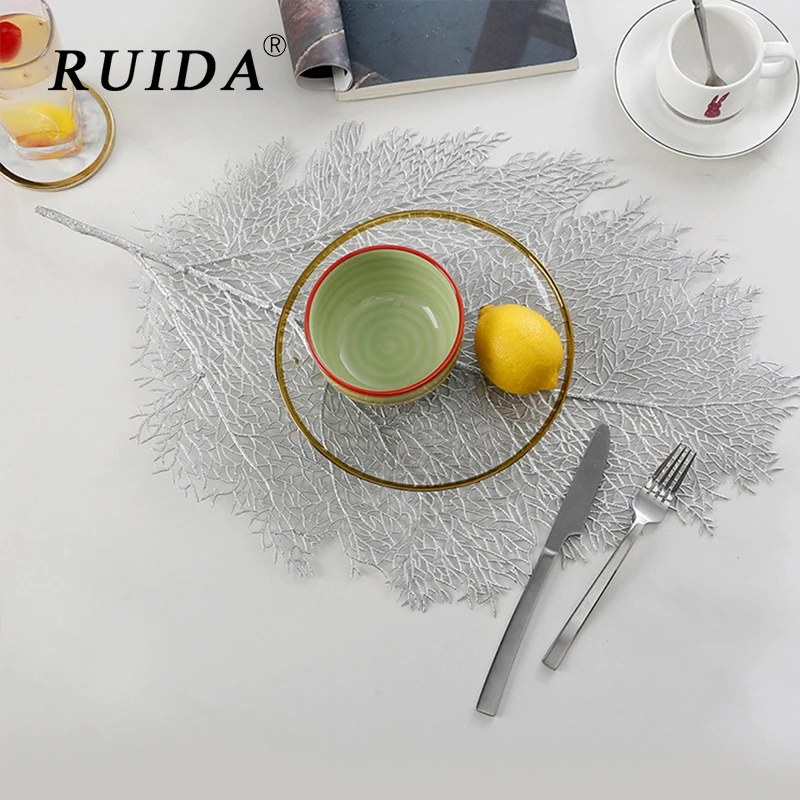 

RUIDA Placemat for dining table PVC Plastic Hollow Insulation Coasters Coffee Cup Bowl Mats Table Mats Kitchen Home Decor