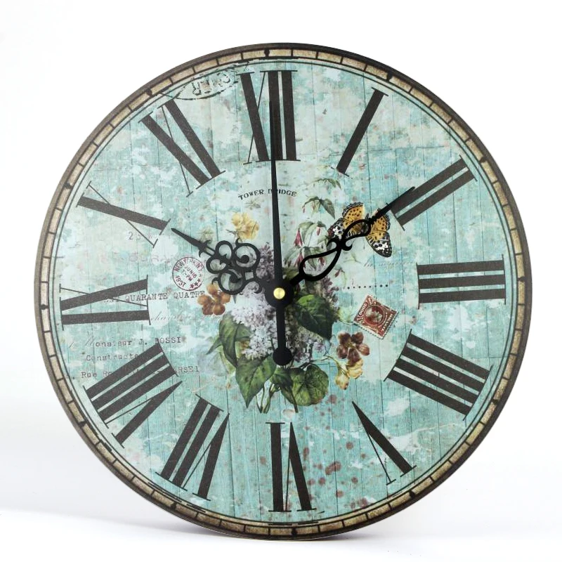 

Retro wall clock European style living room modern wall watch minimalist bedroom home decor silent creative Roman Number clocks