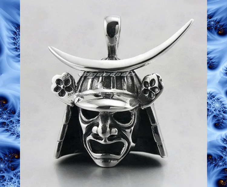 Твердая 316L нержавеющая сталь японский самурайский шлем маска кулон байкер ретро Броня кулон 4P013+ кожа или сталь ожерелье