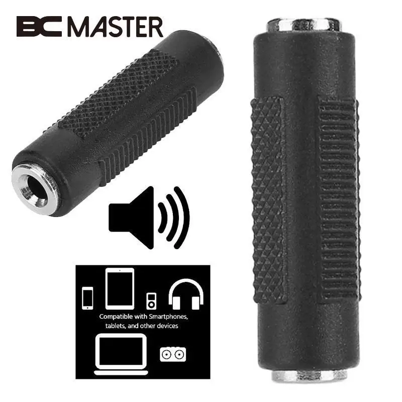 

BCMaster 3.5mm 1/8" Aux Stereo Female to Female Plug Audio Adapter Jack Connector Professional F/F Plug Coupler Audio Cable Gift