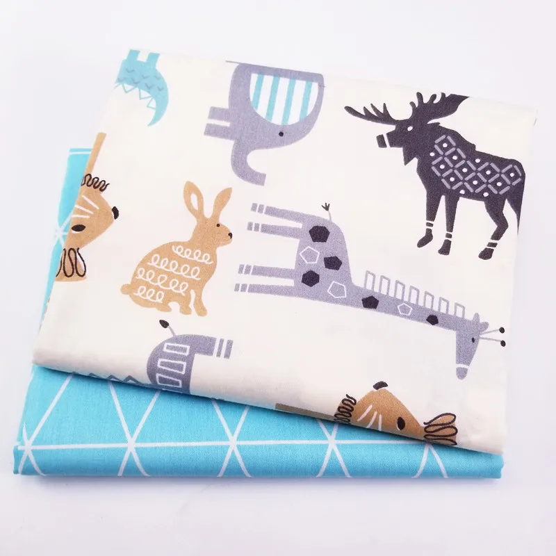 

2pcs/lot Animal Printed 100% Cotton Twill Fabric Patchwork Cloth for DIY Sewing Quilting Fat Quarters Material For Baby&Dolls