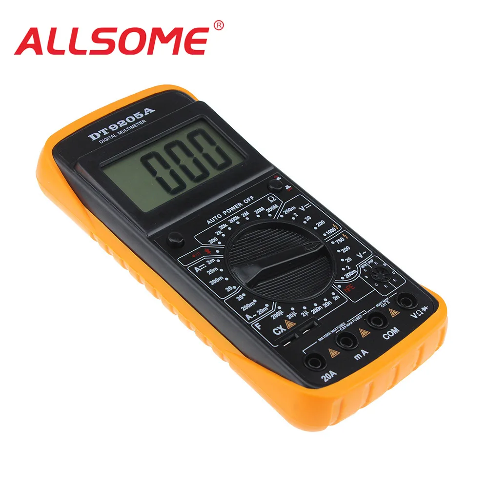 ALLSOME DT9205A AC DC ЖК дисплей профессиональный электрический цифровой мультиметр