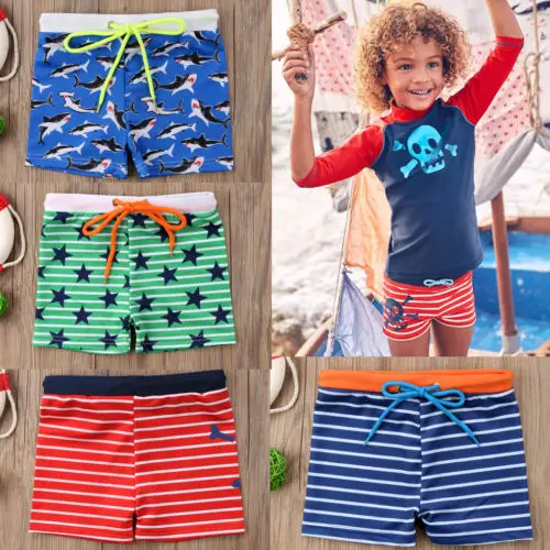 Новые летние детские шорты для плавания плавки для мальчиков, штаны с рисунком, пляжная одежда