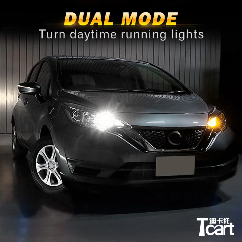 

Tcart Car LED DRL Daytime Running Lights White+Yellow PY21W 1156 Turn Signal Lamp Auto Led Bulbs For Nissan Note E12 2012-2017