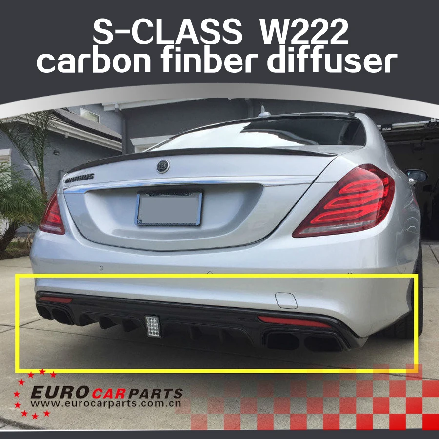 S класса w222 s63 s65 B Стиль углеродного finber диффузор с глушитель советы для Оригинальная S63 S65 задний спойлер и выхлопных труб