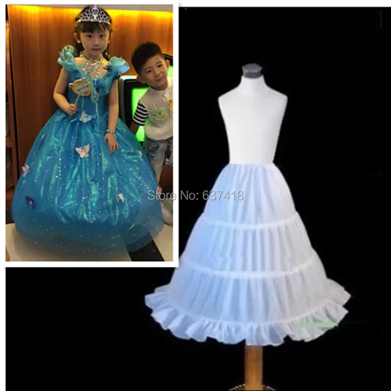 

Free Shipping Long Child Petticoat for Children Girl 3 Hoop Petticoat Crinolines Slip Underskirt for Flower Girl Dress 55cm