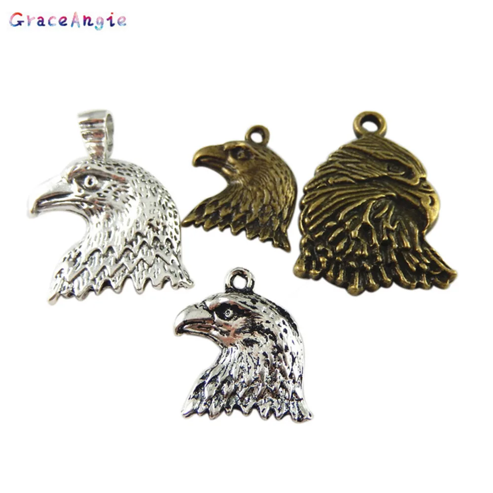 GraceAngie 8PC Punk Style Eagle Shape Antique Bronze Necklace Pendant Charms Zinc Alloy Bracelet Crafts DIY Jewelry Findings | Украшения и
