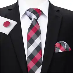 Здравствуйте на дизайнерский бренд 5,5 см тонкий галстук Черные, белые, красные в клетку узкий галстук платок запонки набор костюм свадебный