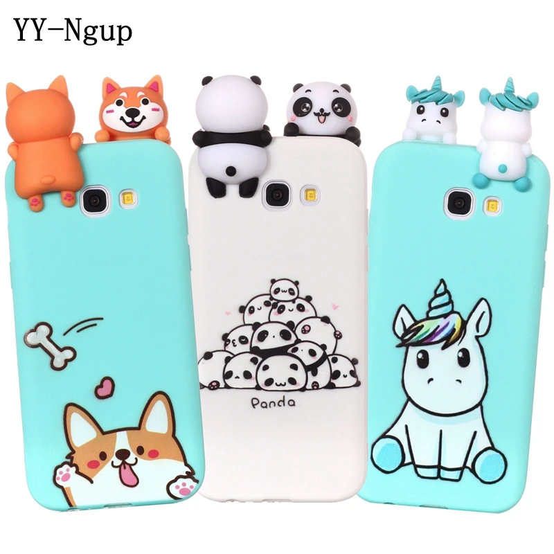 Etui для samsung Galaxy A5 2017 чехол телефона 3D Единорог Panda собачий силиконовый на СПС Coque A3