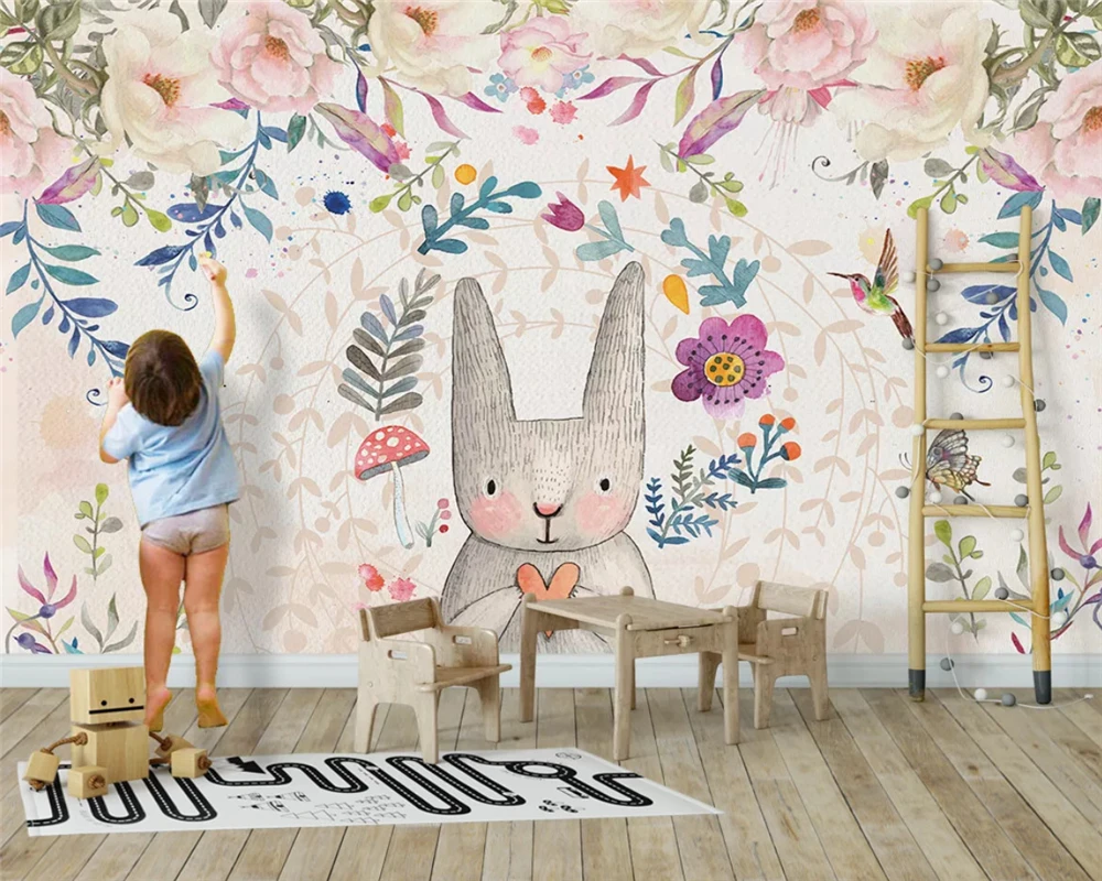 

beibehang Customized eco-friendly papel de parede 3d wallpaper Nordic minimalist animal children's room decoration background