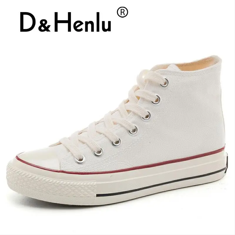{D& Henlu}/высокие кроссовки; женская модная парусиновая повседневная обувь с высоким верхом; женская парусиновая Классическая обувь на шнуровке; женская обувь на плоской подошве - Цвет: High Sneakers Women
