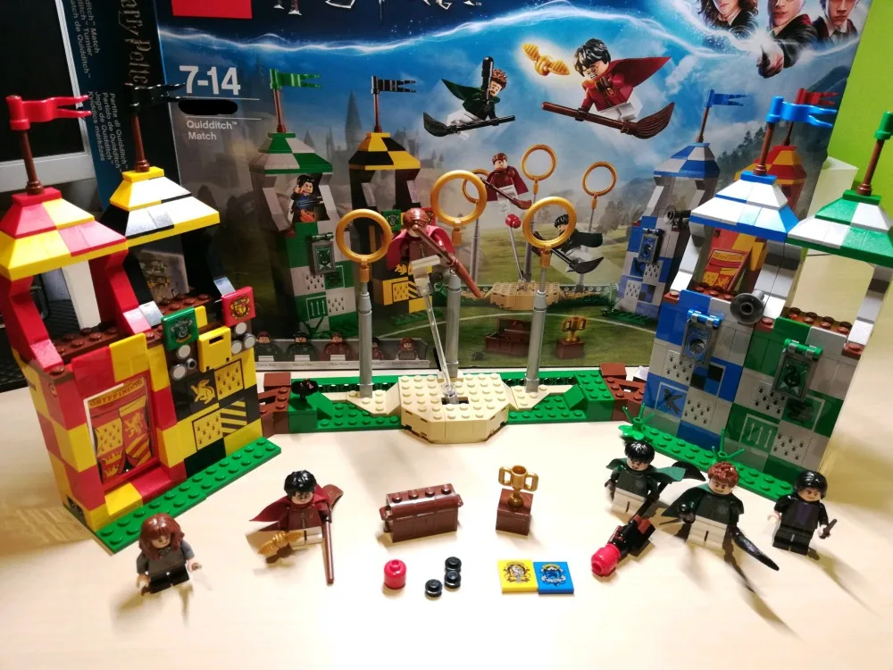 

In Stock Harri Movie Potter 535pcs Magic Quidditch Match Model Compatible with Legoings 75956 Set Building Blocks Kids Toys