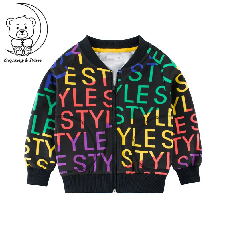 

2019Spring New Boy Jacket Thin Street Sports Element Children's Coat Letter Pattern Kids Outwear Autumn Cotton Girls Zipper Tops