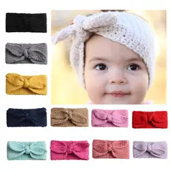 Милые повязки на голову для маленьких девочек трикотажные Новорожденные банты Haarband тюрбан голова теплая повязка на голову Младенческая