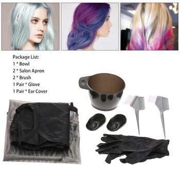 

Hair Coloring Kit Dyeing Tinting Bowl Brush Salon Apron Ear Cover Gloves Hairdressing Coloring Tool Double Head Brush