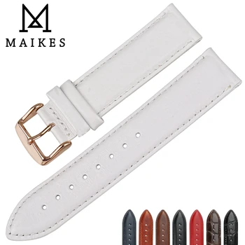 

MAIKES Women Watch Bands Simple Design White Real Leather For Daniel Wellington Crocodile Pattern Watchband DW Bracelets Gifts