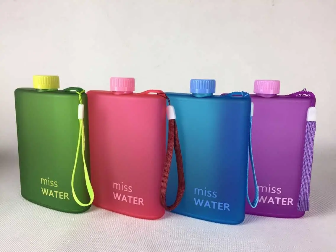 Creative Flat Water Bottle Notebook Design Sports Outdoor Travel Drinking Water